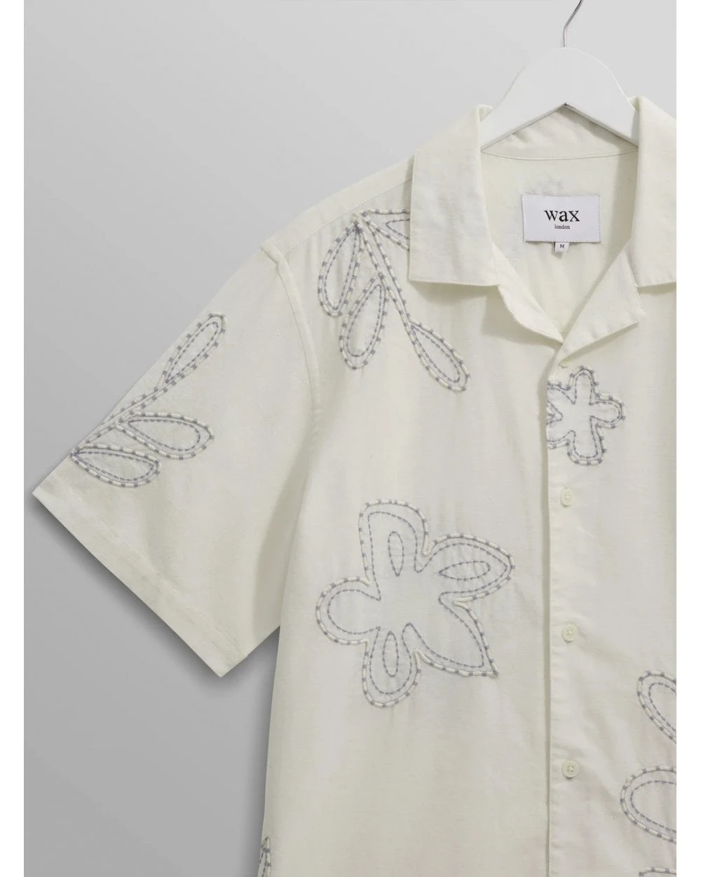 Wax London Mens Floral Embroidered Short Sleeve Shirt Ecru Beige 8 Wax London Mens Floral Embroidered Short Sleeve Shirt Ecru Beige - Image 8