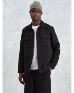 Wax London Mens Lomond Jacquard Overshirt Black -Repertoire Fashion Store wax london mens lomond jacquard overshirt black p46212 302344 image