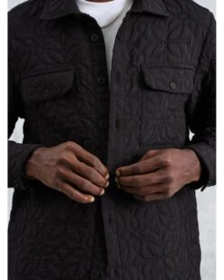 Wax London Mens Lomond Jacquard Overshirt Black -Repertoire Fashion Store wax london mens lomond jacquard overshirt black p46212 302348 image