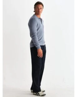 Wax London Mens Oban Diamond Long Sleeve Polo Shirt Grey Blue -Repertoire Fashion Store wax london mens oban diamond long sleeve polo shirt grey blue p47127 319804 image