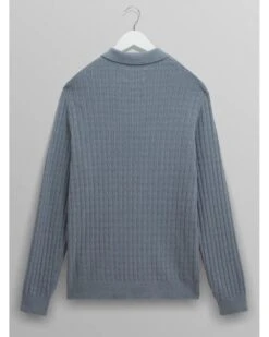 Wax London Mens Oban Diamond Long Sleeve Polo Shirt Grey Blue -Repertoire Fashion Store wax london mens oban diamond long sleeve polo shirt grey blue p47127 319820 image