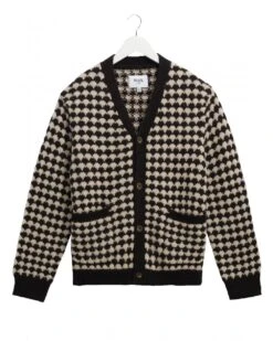 Wax London Mens Walker Bubble Knit Carigan Black/Ecru