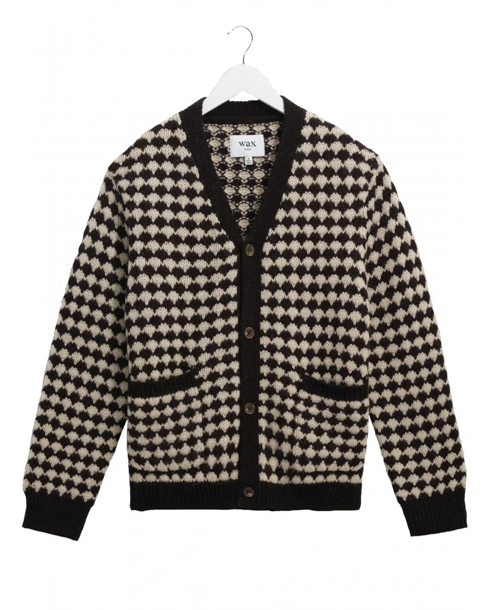 Wax London Mens Walker Bubble Knit Carigan Black/Ecru 1 Wax London Mens Walker Bubble Knit Carigan Black/Ecru