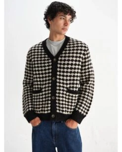 Wax London Mens Walker Bubble Knit Carigan Black/Ecru 10 Wax London Mens Walker Bubble Knit Carigan Black/Ecru -Repertoire Fashion Store wax london mens walker bubble knit carigan black ecru p47128 319564 image