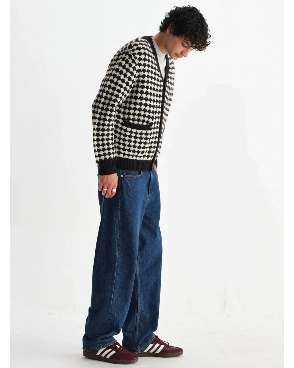 Wax London Mens Walker Bubble Knit Carigan Black/Ecru 5 Wax London Mens Walker Bubble Knit Carigan Black/Ecru - Image 5