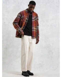 Wax London Mens Whiting Multi Check Overshirt Orange -Repertoire Fashion Store wax london mens whiting multi check overshirt orange p46210 302260 image