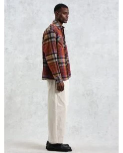 Wax London Mens Whiting Multi Check Overshirt Orange -Repertoire Fashion Store wax london mens whiting multi check overshirt orange p46210 302264 image