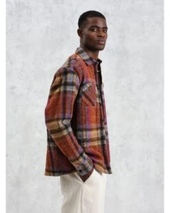 Wax London Mens Whiting Multi Check Overshirt Orange -Repertoire Fashion Store wax london mens whiting multi check overshirt orange p46210 302268 image