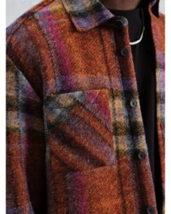 Wax London Mens Whiting Multi Check Overshirt Orange -Repertoire Fashion Store wax london mens whiting multi check overshirt orange p46210 302272 image