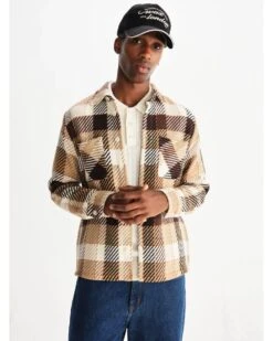 Wax London Mens Whiting Pike Check Overshirt Beige/Brown -Repertoire Fashion Store wax london mens whiting pike check overshirt beige brown p47132 319629 image