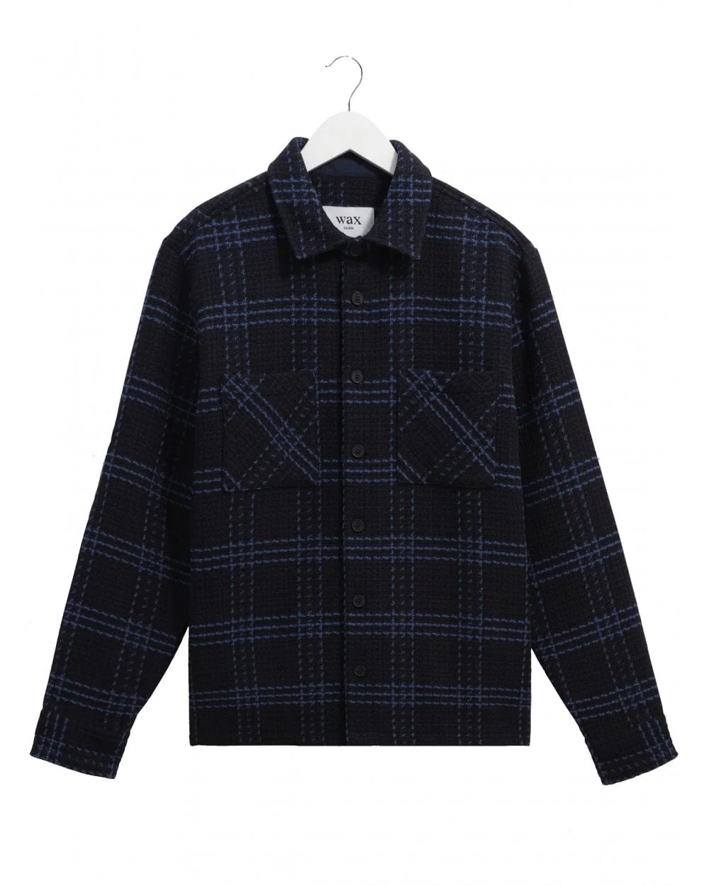 Wax London Mens Whiting Skate Check Overshirt Navy Blue 1 Wax London Mens Whiting Skate Check Overshirt Navy Blue