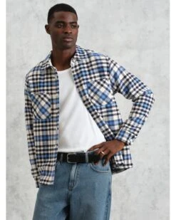 Wax London Mens Whiting Strand Check Overshirt Ecru/Beige -Repertoire Fashion Store wax london mens whiting strand check overshirt ecru beige p46619 316227 image