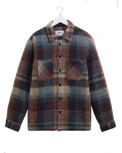 Wax London Mens Whiting Wool Blend Overshirt Blue/Multi