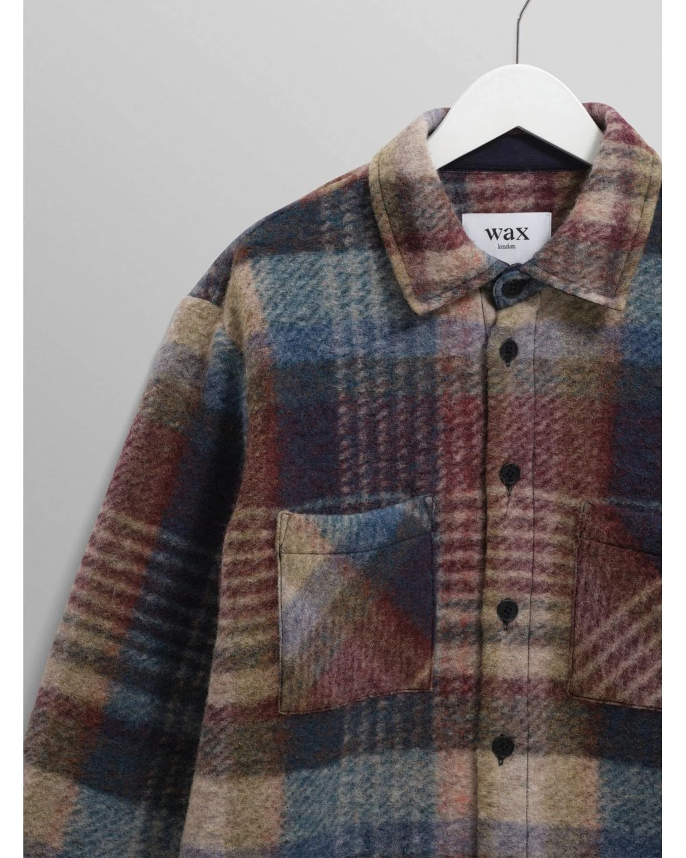 Wax London Mens Whiting Wool Blend Overshirt Blue/Multi 7 Wax London Mens Whiting Wool Blend Overshirt Blue/Multi - Image 7