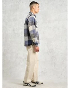 Wax London Mens Whitting Block Check Shirt Ecru/Navy -Repertoire Fashion Store wax london mens whitting block check shirt ecru navy p46226 308536 image