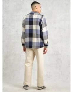 Wax London Mens Whitting Block Check Shirt Ecru/Navy -Repertoire Fashion Store wax london mens whitting block check shirt ecru navy p46226 308540 image