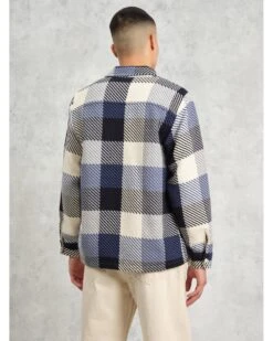 Wax London Mens Whitting Block Check Shirt Ecru/Navy -Repertoire Fashion Store wax london mens whitting block check shirt ecru navy p46226 308544 image