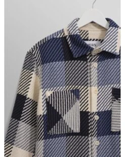 Wax London Mens Whitting Block Check Shirt Ecru/Navy -Repertoire Fashion Store wax london mens whitting block check shirt ecru navy p46226 308548 image