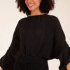 Long Sleeve Pleated Top(Black Long Sleeve Pleated Top 1) -Repertoire Fashion Store wf4958 black9842
