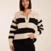 Collar Wide Stripe Jumper(Stone Collar Wide Stripe Jumper)