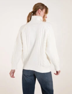 High Neck Cable Knit Jumper(Ivory High Neck Cable Knit Jumper) -Repertoire Fashion Store wf5034 ivory 71764
