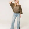 Round Neck Net Top(Khaki Round Neck Net Top)