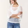 Round Neck Net Top(White Round Neck Net Top)