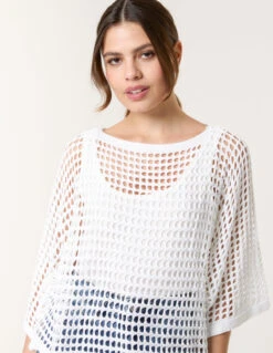 Round Neck Net Top(White Round Neck Net Top) -Repertoire Fashion Store wf5162 white 63388