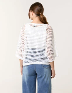 Round Neck Net Top(White Round Neck Net Top) -Repertoire Fashion Store wf5162 white 63395