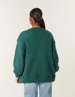 Daisy Large Flower Cardigan(Bottle Green Daisy Large Flower Cardigan) -Repertoire Fashion Store wf5257 bottlegreen 5617 137