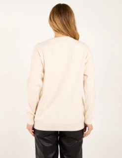 Flower Diamante Jumper(Flower Diamante Jumper) -Repertoire Fashion Store wf5291 cream 59802