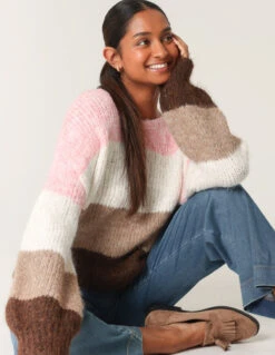 Multi Stripe Knit Jumper(Pink Multi Stripe Knit Jumper)