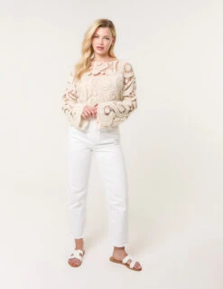 Sequins Crochet Top(Sequins Crochet Top) -Repertoire Fashion Store wf5465 stone 54223