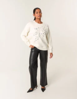 Sparkling Sequins Jumper(Ivory Sparkling Sequins Jumper) -Repertoire Fashion Store wf5548 ivory 6395 203